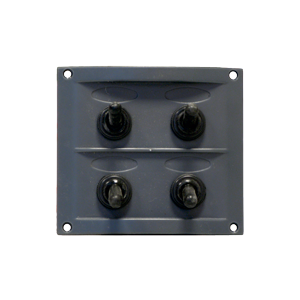 allpa Kunststof schakelpaneel, 12V, 4-schakelaars, 15A zekeringen, incl. labelset, zwart