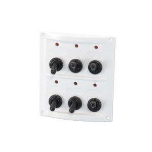 allpa Kunststof schakelpaneel, 12V, 6-schakelaars, 15A zekeringen, incl. labelset, wit